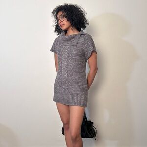 Grey cable knit mini dress